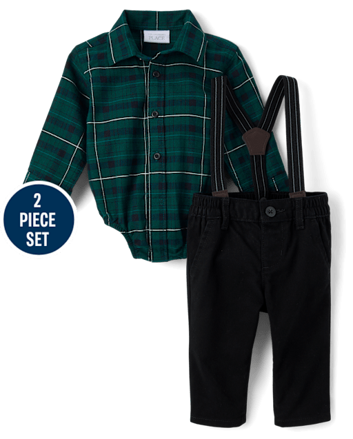Baby Boys Dad And Me Plaid 2-Piece Outfit Set