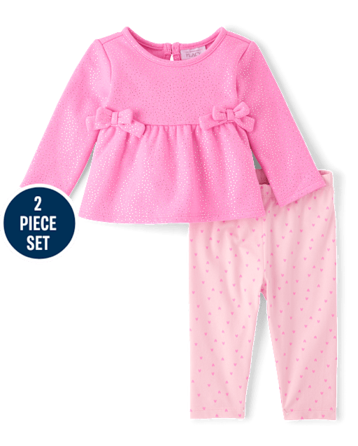 Baby Girls Foil Polka Dot 2-Piece Playwear Set