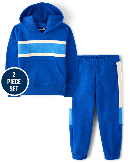 Baby And Toddler Boys Colorblock Premium Fleece 2-Piece Outfit Set