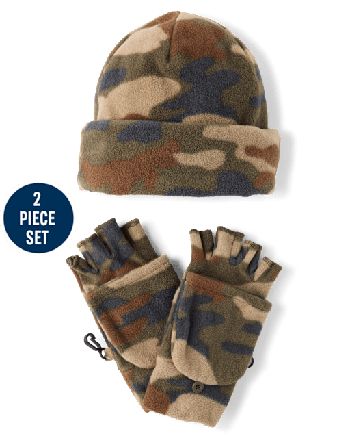 Boys Camo Microfleece 2-Piece Cold Weather Set