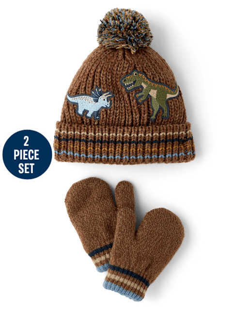Toddler Boys Embroidered Dino 2-Piece Cold Weather Set