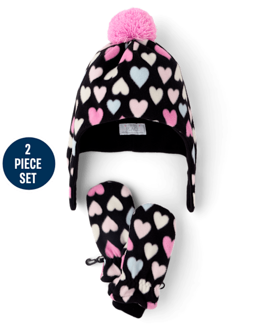 Toddler Girls Heart Microfleece 2-Piece Cold Weather Set