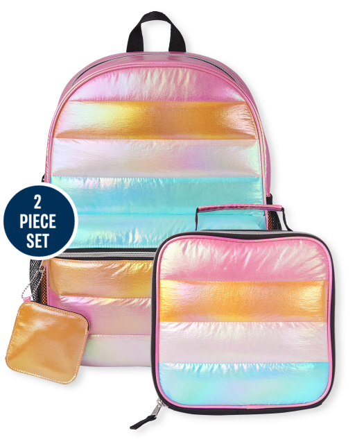 Girls Quilted Backpack And Lunchbox 2-Piece Set