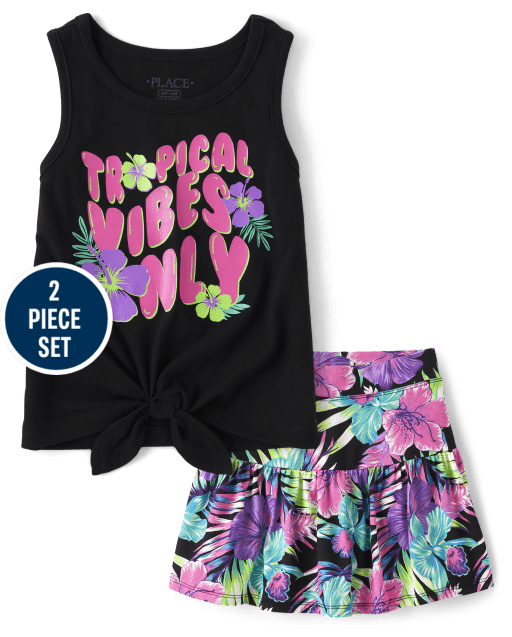 Girls Tropical Vibes 2-Piece Outfit Set