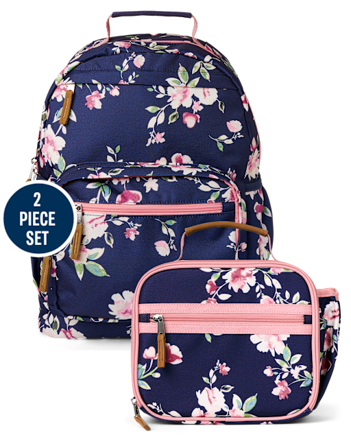 Girls Floral Backpack 2-Piece Set