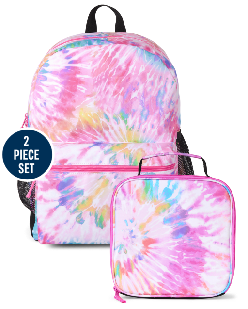 Girls Rainbow Tie Dye Backpack 2-Piece Set