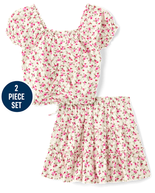 Girls Floral 2-Piece Outfit Set