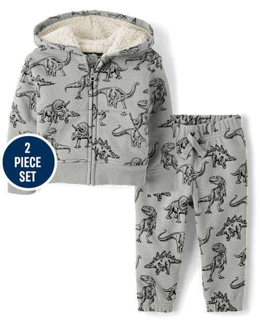 Baby And Toddler Boys Dino Fleece 2-Piece Outfit Set