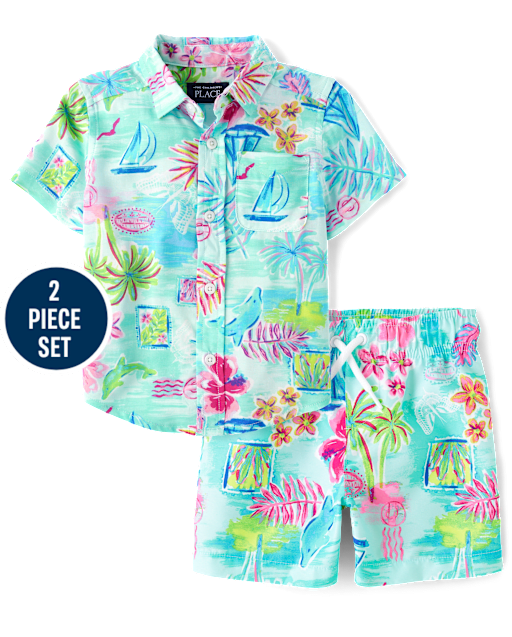 Baby And Toddler Boys Tropical 2-Piece Cabana Set