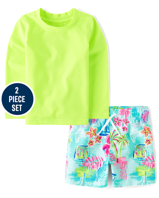 Baby And Toddler Boys Tropical Rashguard Swimsuit