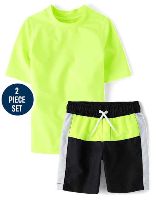 Boys Colorblock Rashguard Swimsuit