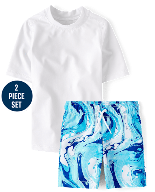 Boys Marble Rashguard Swimsuit