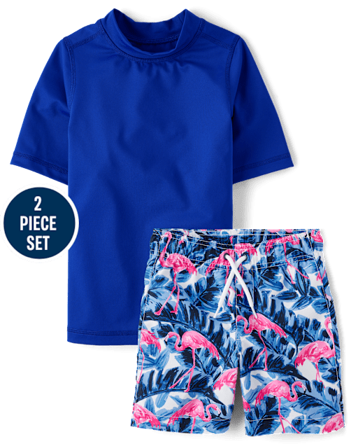 Boys Flamingo Rashguard Swimsuit