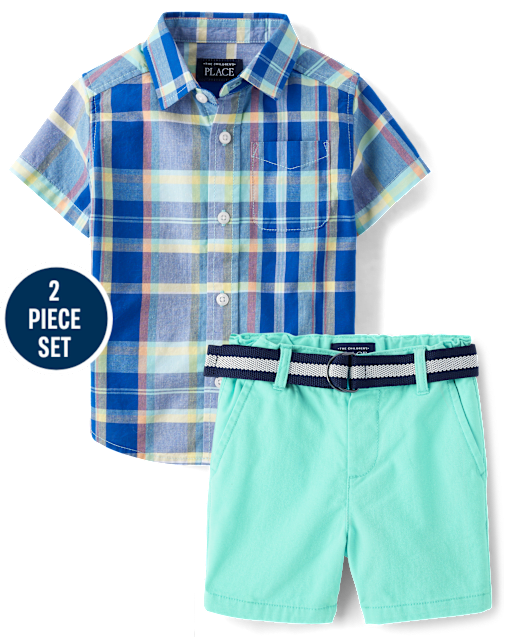 Baby And Toddler Boys Plaid 2-Piece Outfit Set