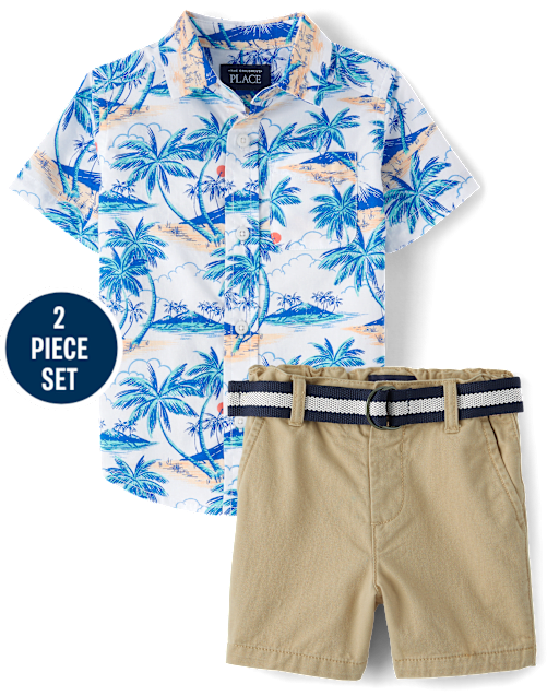 Baby And Toddler Boys Palm Tree 2-Piece Outfit Set