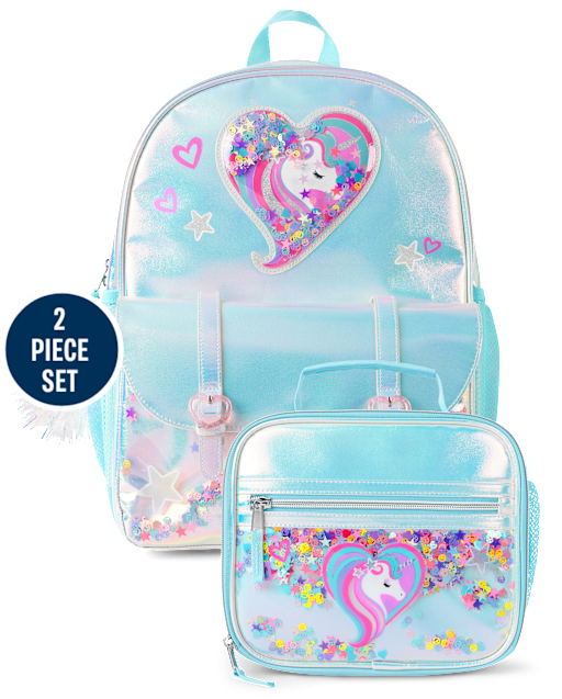 Girls Crackle Shakey Unicorn Backpack 2-Piece Set