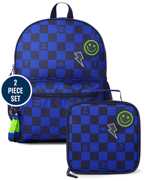 Boys Checkered Gamer Backpack 2-Piece Set