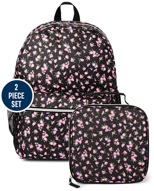 Girls Floral Backpack 2-Piece Set