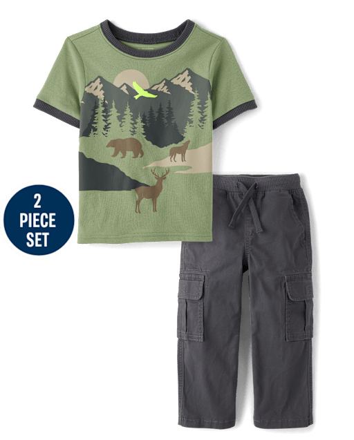 Baby And Toddler Boys Mountain 2-Piece Outfit Set