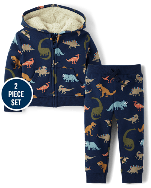 Baby And Toddler Boys Dino Premium Fleece 2-Piece Outfit Set