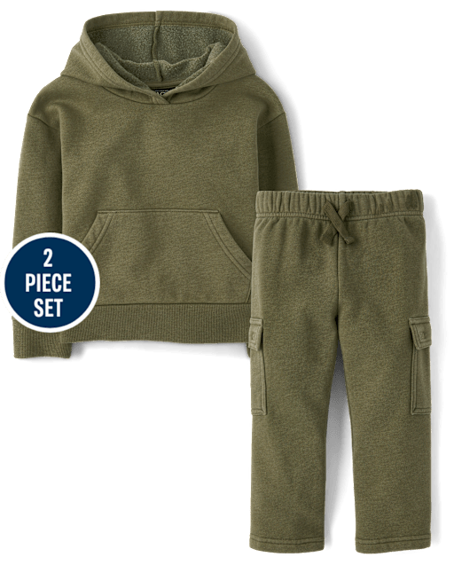 Baby And Toddler Boys Garment Dyed Premium Fleece 2-Piece Outfit Set