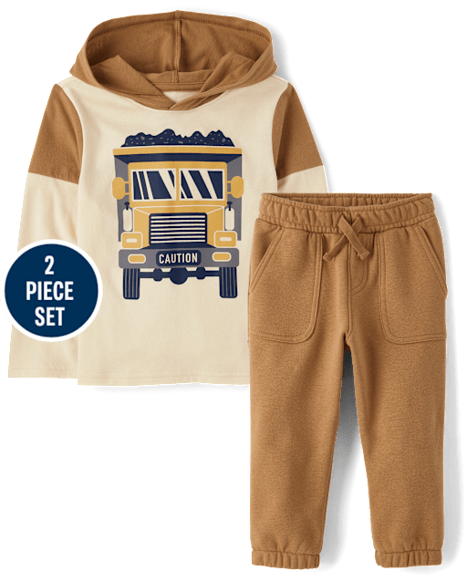 Baby And Toddler Boys Construction Vehicle 2-Piece Outfit Set