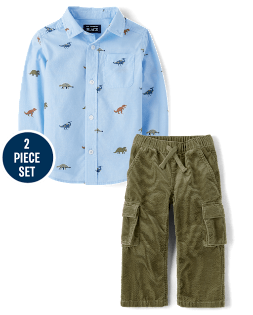 Baby And Toddler Boys Dino 2-Piece Outfit Set