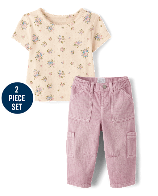 Toddler Girls Floral Pointelle 2-Piece Outfit Set