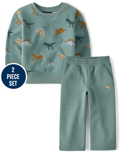 Baby And Toddler Boys Dino Premium Fleece 2-Piece Outfit Set
