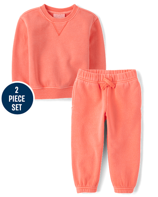 Baby And Toddler Garment Dyed Premium Fleece 2-Piece Outfit Set
