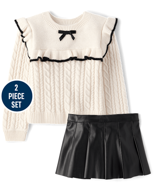 Toddler Girls Bow Ruffle 2-Piece Outfit Set