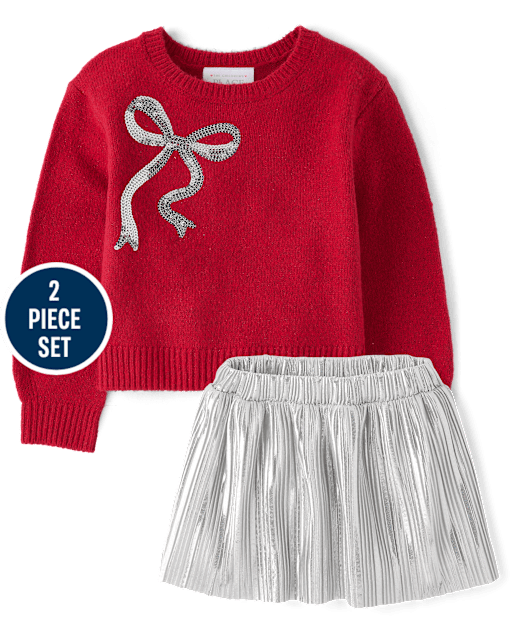Toddler Girls Sequin Bow 2-Piece Outfit Set
