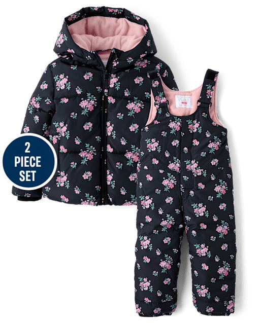 Toddler Girls Floral 2-Piece Snow Set