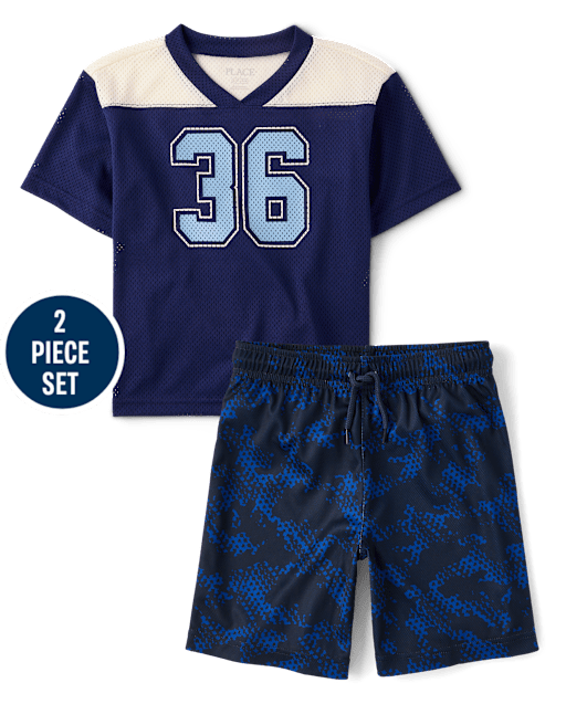 Boys Quick Dry Print Mesh 2-Piece Outfit Set