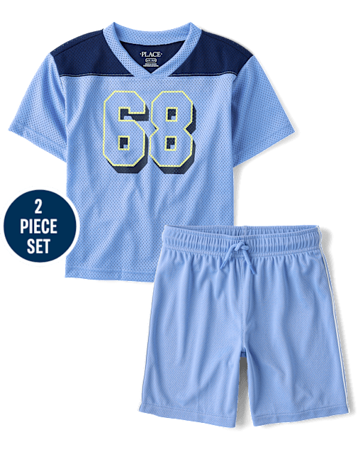 Kids Quick Dry Side Stripe Mesh 2-Piece Outfit Set
