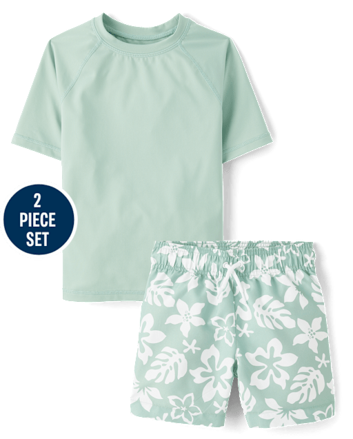 Boys Tropical Rashguard 2-Piece Swimsuit