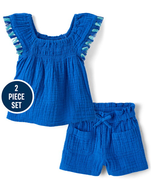 Baby And Toddler Girls Tassel Gauze 2-Piece Outfit Set