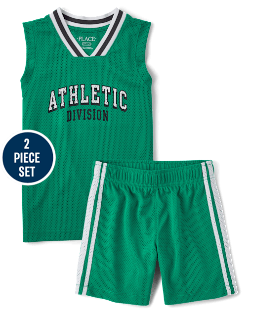 Kids Quick Dry Athletic Division Varsity Mesh 2-Piece Outfit Set