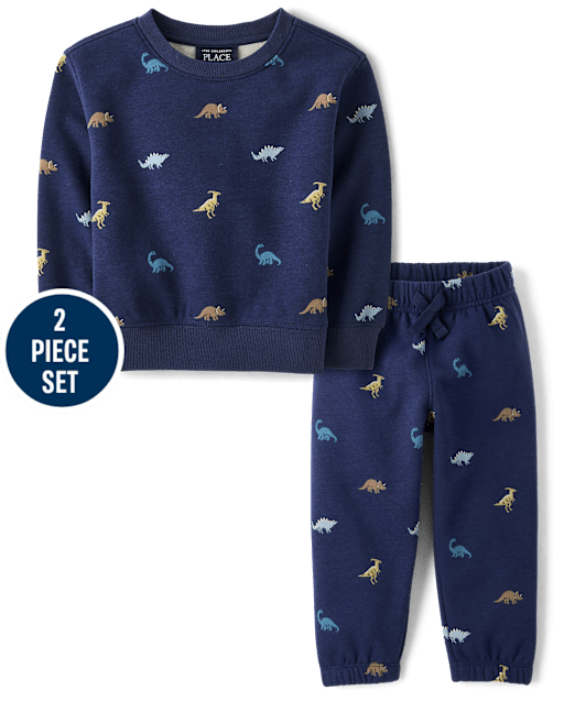 Baby And Toddler Boys Dino Premium Fleece 2-Piece Outfit Set