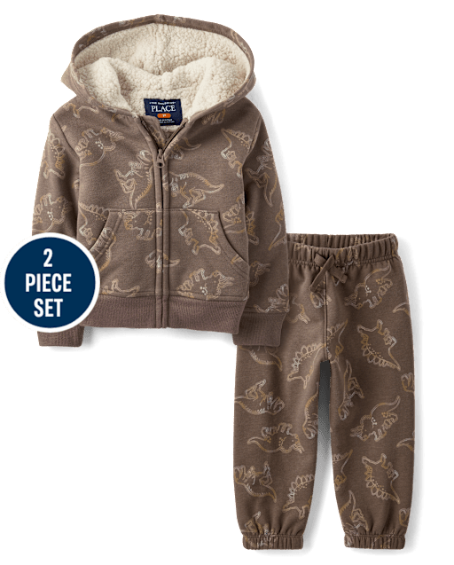 Baby And Toddler Boys Dino Premium Fleece 2-Piece Outfit Set