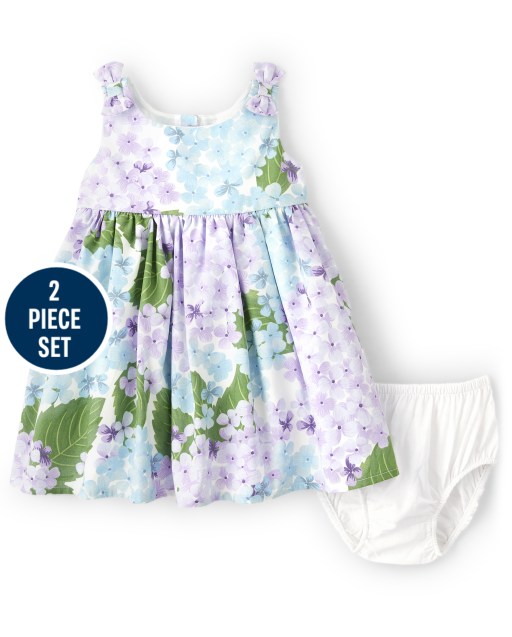 Vestido de hortensia para bebé niña Mami y yo - Flores de primavera