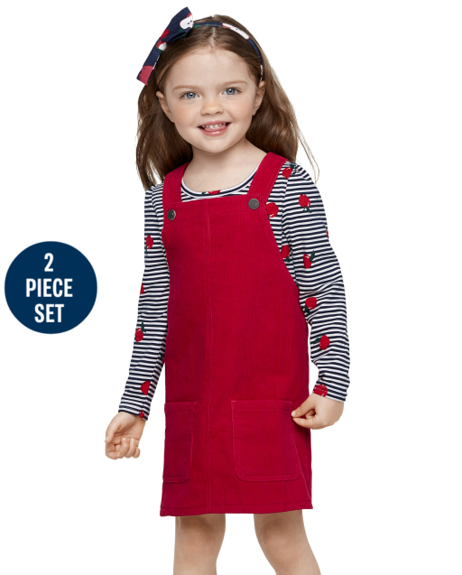 Toddler Girls Sleeveless Apple Print Top And  Skirtall 2-Piece Set