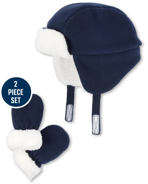 Baby Boys Trapper Hat And Mittens Set