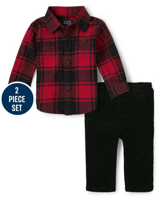 Baby Boys Matching Family Buffalo Plaid Flannel 2-Piece Set