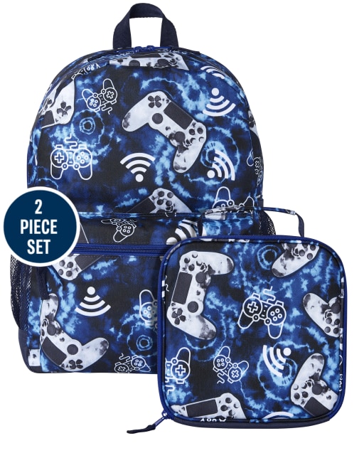 Boys Gamer Print Backpack And Lunch Box 2-Piece Set