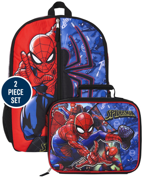 Conjunto de mochila y fiambrera Spiderman para niños