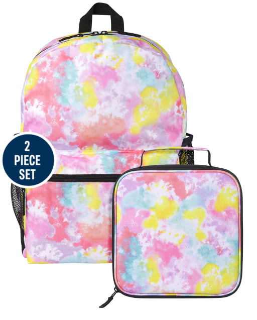 Girls Rainbow Tie Dye Backpack And Lunch Box 2-Piece Set