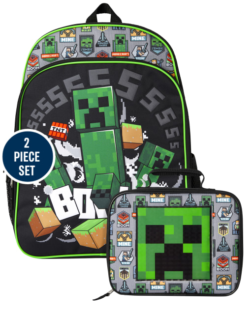 Boys Minecraft Backpack And Lunchbox Set