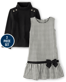 Girls Turtleneck And Houndstooth Jumper 2-Piece Set - London Calling