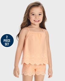Girls Eyelet 2-Piece Outfit Set - Little Essentials